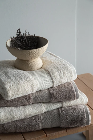 Lotus 90x150 CM Ekru/Vizon Havlu Aile Seti - 3