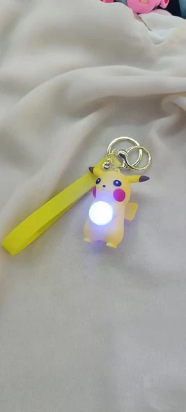 Anahtarlık Pokemon Pikachu Işıklı Çizgi Film Slikon Anahtarlık Çanta Cüzdan Süsü - Resim 7