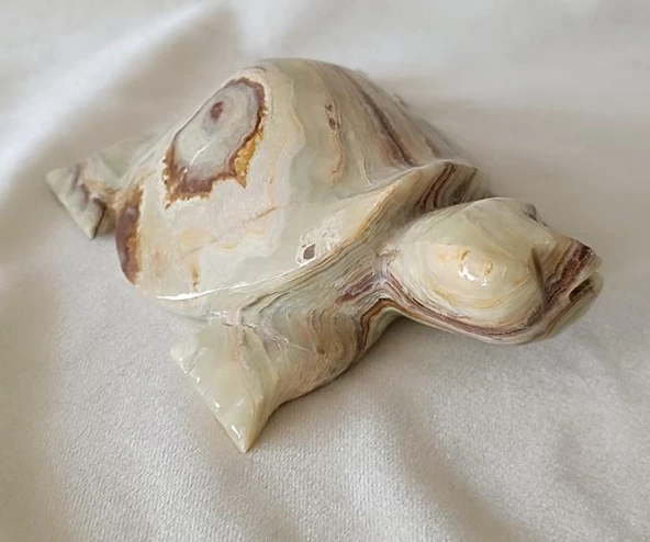 Kaplumbağa Yeşil  Oniks Taşı Biblo Mermer Onix Ev Ofis Dekor Masa Süsü ürün görseli