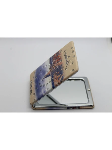 İstanbul Manzaralı Büyüteçli  Kozmetik Dikdörtgen Cep Çanta Aynası Kapaklı El Makyaj Aynası - 7