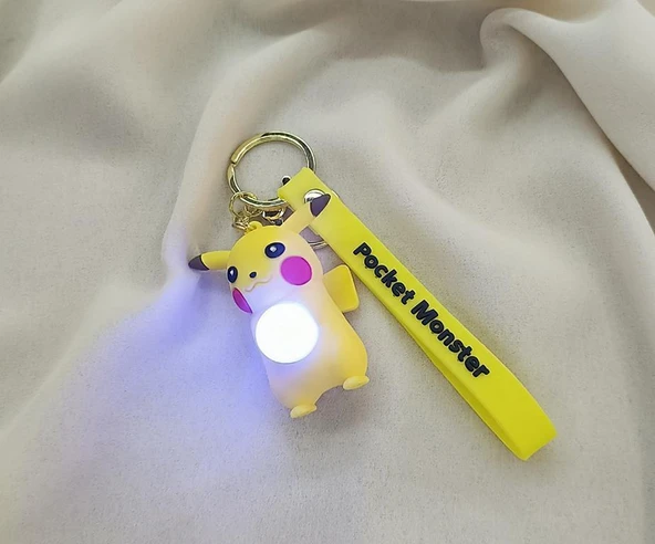 Anahtarlık Pokemon Pikachu Işıklı Çizgi Film Slikon Anahtarlık Çanta Cüzdan Süsü ürün görseli 1