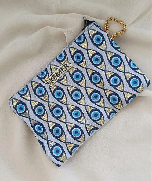 Cüzdan Nazar Kötü Göz Kemer Simgeli Simli Saplı Fermuarlı Kadın Cüzdanı 15x10 cm 18017 ürün görseli