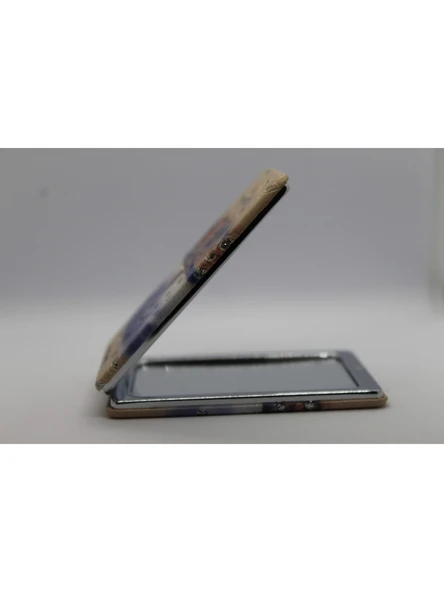 İstanbul Manzaralı Büyüteçli  Kozmetik Dikdörtgen Cep Çanta Aynası Kapaklı El Makyaj Aynası - 5