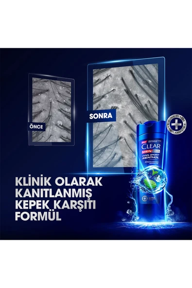 Clear Men Kepeğe Karşı Etkili Şampuan Cool Sport Menthol Ferahlatıcı Mentol Etkisi 350 ml x 3 Adet - 4