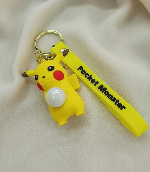 Anahtarlık Pokemon Pikachu Işıklı Çizgi Film Slikon Anahtarlık Çanta Cüzdan Süsü - Resim 5