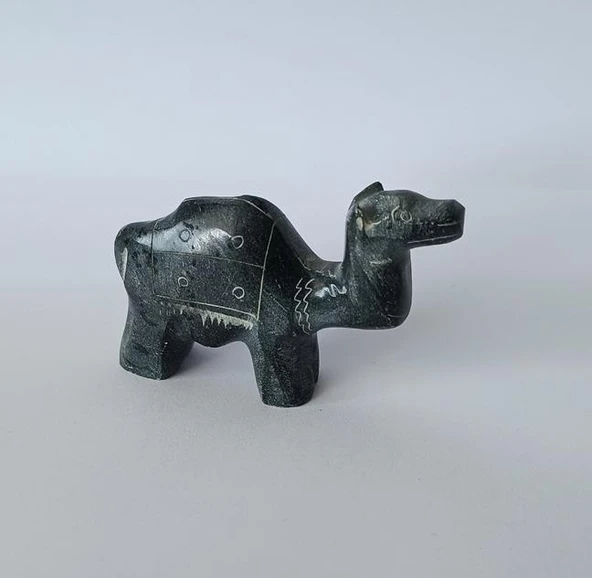 Deve Biblo Doğal Siyah Onix Taşı Mermer Hayvan Heykel Ev Ofis Masa Süsü Dekoratif Obje - Resim 8