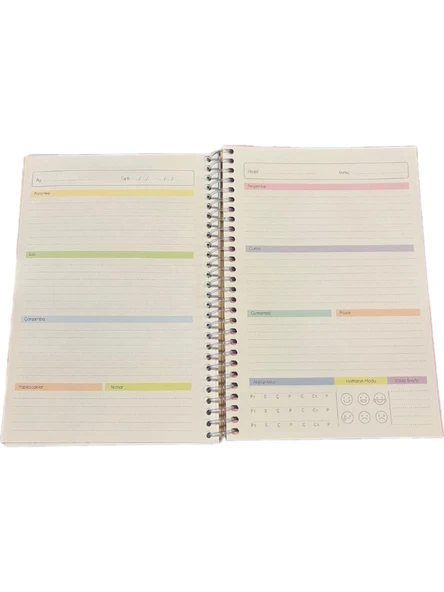 Zamansız Haftalık Stickerlı, Resimli, Renkli Spiralli Sert Kapak Ajanda 17x24 CM - Resim 8