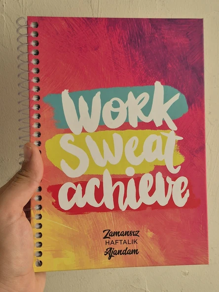 Zamansız Haftalık Stickerlı, Resimli, Renkli Spiralli Sert Kapak Ajanda 17x24 CM ürün görseli 1