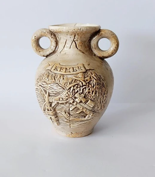 Vazo Çini Otantik Ev Dekorasyonu Ofis Çiçeklik Masa Süsü