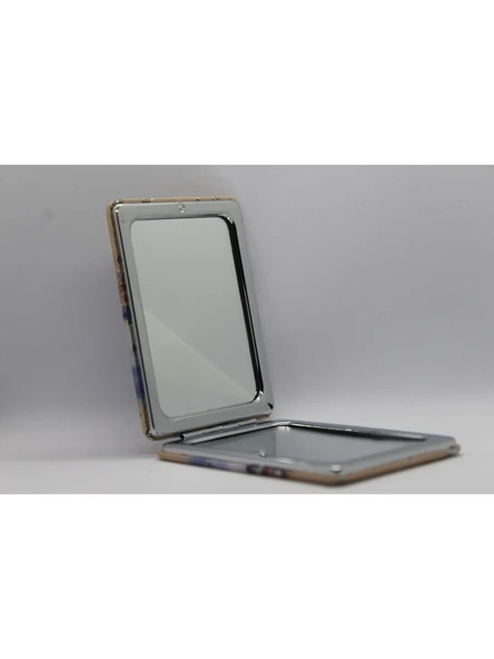 İstanbul Manzaralı Büyüteçli  Kozmetik Dikdörtgen Cep Çanta Aynası Kapaklı El Makyaj Aynası - 4