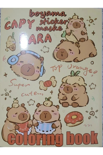Capy bara Boyama Kitabı Stickerlı Arka Kapak Kesilerek Maskeli Boyanacak Sayfa 1Sayısı 6 ürün görseli 1