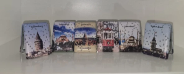 İstanbul Manzaralı Büyüteçli  Kozmetik Dikdörtgen Cep Çanta Aynası Kapaklı El Makyaj Aynası - 8