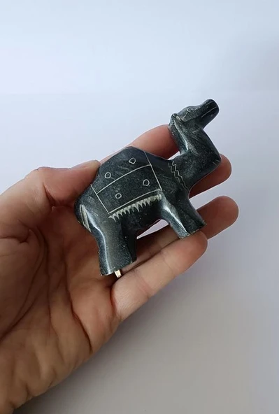 Deve Biblo Doğal Siyah Onix Taşı Mermer Hayvan Heykel Ev Ofis Masa Süsü Dekoratif Obje - Resim 2