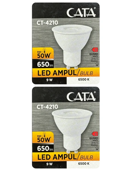 (2 Adet) Cata 9W (50W) Beyaz Işık (6500K) Dim Edilebilir GU10 Duylu Led Spot Ampul