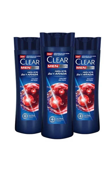 Clear Men Kepeğe Karşı Etkili Şampuan Hızlı Stil 2si 1 Arada 350 ml x 3 - 2