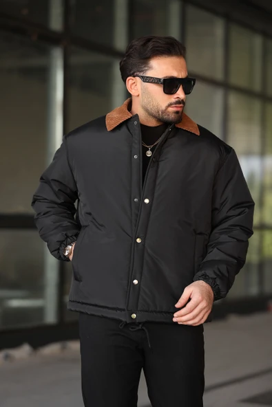 ERKEK KADİFE YAKA ŞİŞME GÖMLEK MONT - 7