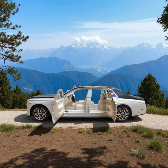 Metal Araba Çek Bırak Rolls Royce Krem Sesli ve Işıklı - 5