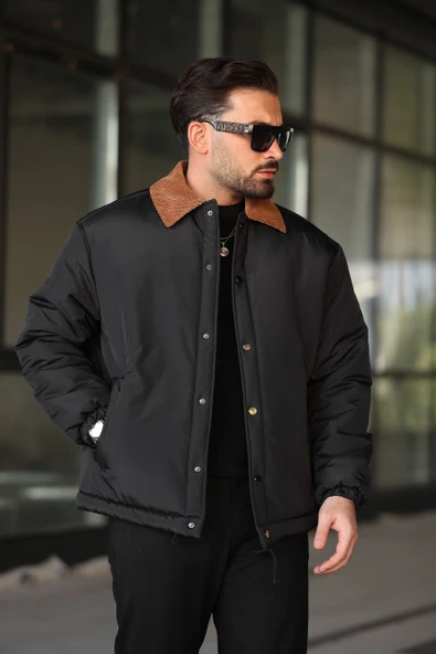 ERKEK KADİFE YAKA ŞİŞME GÖMLEK MONT - 6