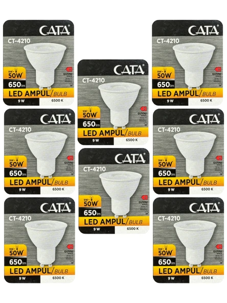 (8 Adet) Cata 9W (50W) Beyaz Işık (6500K) Dim Edilebilir GU10 Duylu Led Spot Ampul