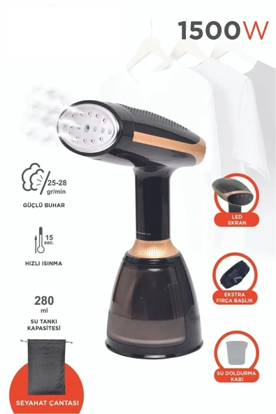 KY-003 Siyah Buharlı Kırışık Giderici 1500w Taşınabilir Seyahat boy dikey ütü