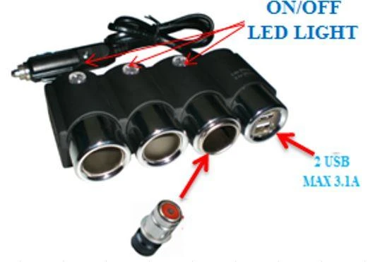 Ayt Olesson 1508 12-24V 3Lü Çift Usbli 120W 80 Cm Kablolu Araç Oto Tır Çakmak Çoklayıcı Çakmaklık Çoğaltıcı ürün görseli