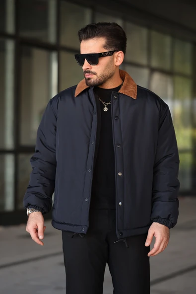 ERKEK KADİFE YAKA ŞİŞME GÖMLEK MONT - 12