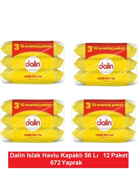 Dalin Islak Havlu Kapaklı 56 Lı x 12 Paket = 672 Yaprak ürün görseli