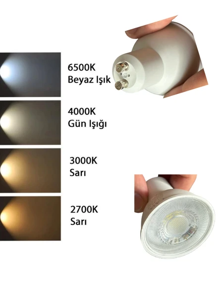 (1 Adet) Cata 9W (50W) Beyaz Işık (6500K) Dim Edilebilir GU10 Duylu Led Spot Ampul - 4