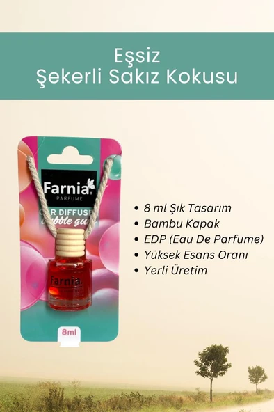 Farnia Yüksek Esanslı Askılı Araç Kokusu EDP Parfüm Tatlı Sakız 8 Ml 3 Adet Avantaj Paketi - 4