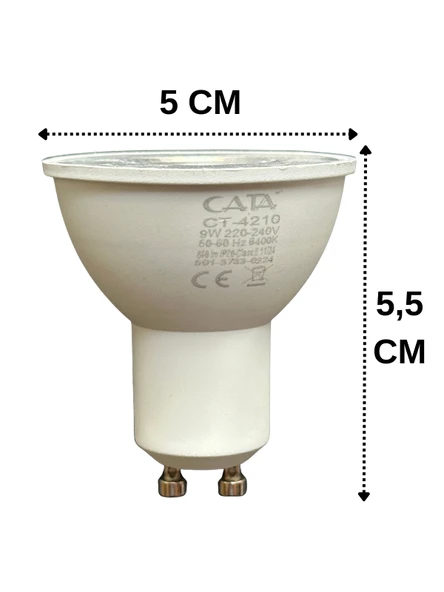 (10 Adet) Cata 9W (50W) Beyaz Işık (6500K) Dim Edilebilir GU10 Duylu Led Spot Ampul - 3