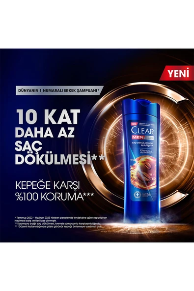 Clear Men Kepeğe Karşı Etkili Şampuan Saç Dökülmesine Karşı 350 ml X3 - Resim 3