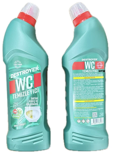 KALİTE - DESTROYER WC TUVALET TEMİZLEYİCİ 750 ML DESTROYER SÜPER GÜÇLÜ KİREÇ VE KİR SÖKÜCÜ ürün görseli