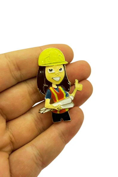 Mühendis Tasarımlı Broş Kadın Mühendis Figürlü Renkli Rozet Pin Hediyelik Aksesuar ürün görseli 1