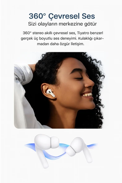 Orgiinal ANC Gürültü Engelleyici Ekranlı Kablosuz Kulaklık 32 Saat  Uzun Pil Ömrü - 4