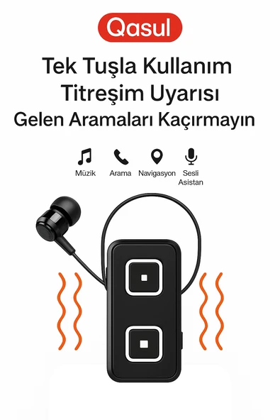 Makaralı Tekli Yaka Tipi Bluetooth 5.0 Kulaklık  Dahili Mikrofon 10 Gün Konuşma Süresi - 2