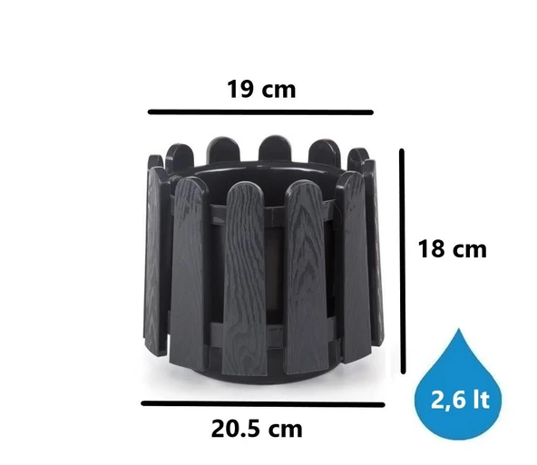 Omnipazar SO-İS02 İstanbul Dekoratif Yuvarlak Saksı 2,6 lt Antrasit 6 Adet - Resim 2