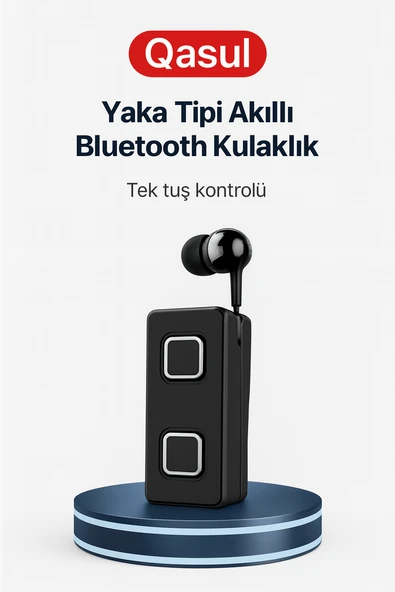 Makaralı Tekli Yaka Tipi Bluetooth 5.0 Kulaklık  Dahili Mikrofon 10 Gün Konuşma Süresi - 1