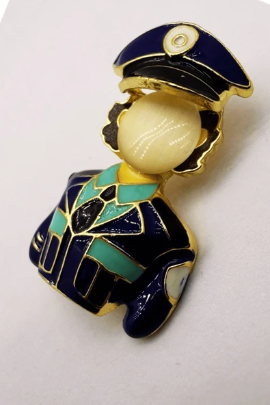 Kadın Polis Broş Üniformalı Rozet Pin Hediyelik Aksesuar Güvenlik Meslek Figürü - Resim 2