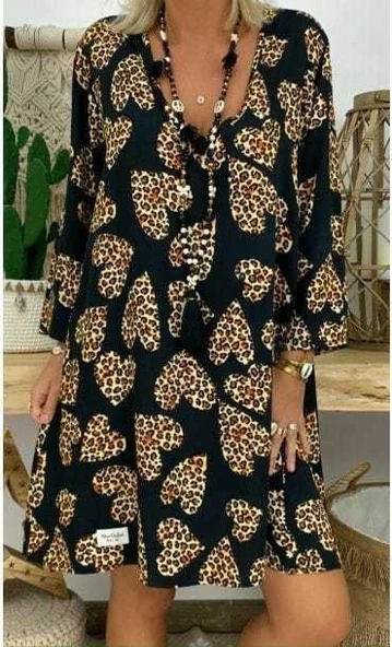 Kadın Uzun Kollu V Yaka Uzun Kol Mikro Midi Boy Elbise - Resim 2