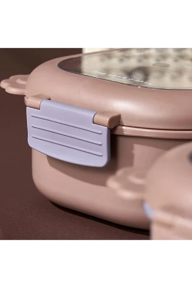 950 ml Beslenme Kutusu 2 Bölmeli Çelik Yemek Mama Saklama Kabı Okul Ofis Sefer Tası Çocuk Çantası - 6