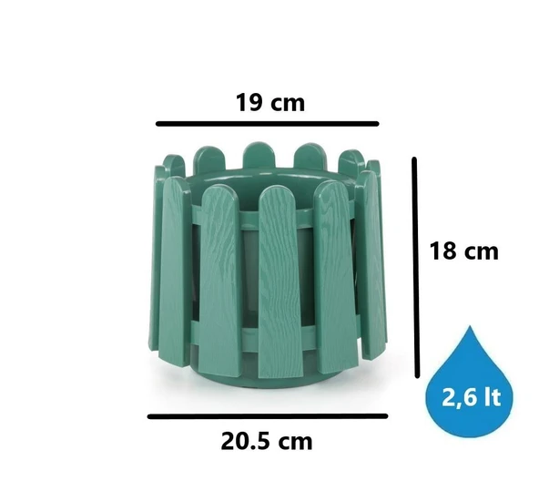 Omnipazar SO-İS02 İstanbul Dekoratif Yuvarlak Saksı 2,6 lt Yeşil 6 Adet - Resim 2