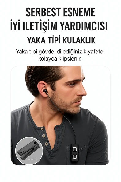 Makaralı Tekli Yaka Tipi Bluetooth 5.0 Kulaklık  Dahili Mikrofon 10 Gün Konuşma Süresi - 5