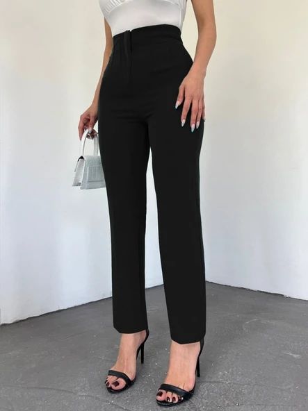 Zra Pileli Havuç Pantolon -Siyah - Resim 2