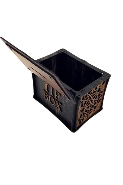 El Yapımı Dikdörtgen Ahşap Bahşiş Kutusu Sandık Tip Box Kumbara Tibbox Hediyelik - 4