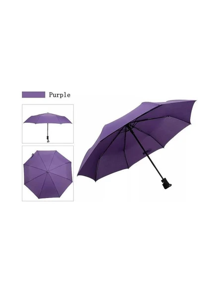 Tam Otomatik Mor Çanta Boy Renkli Şemsiye - 2