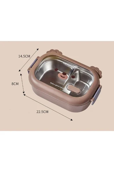 950 ml Beslenme Kutusu 2 Bölmeli Çelik Yemek Mama Saklama Kabı Okul Ofis Sefer Tası Çocuk Çantası - 4