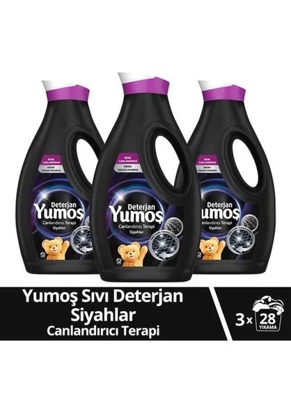 Yumoş Sıvı Bakım Çamaşır Deterjanı Canlandırıcı Terapi Siyahlar 1690 ml x3 - 1