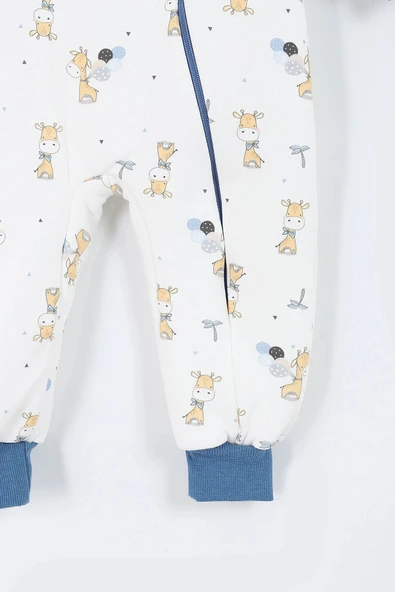 Zürafa Desenli Astarlı Uzun Kollu Pamuklu Kışlık Çocuk Erkek Bebek Uyku Tulumu 2.5 Tog 2 3 4 5 6 Yaş - 7