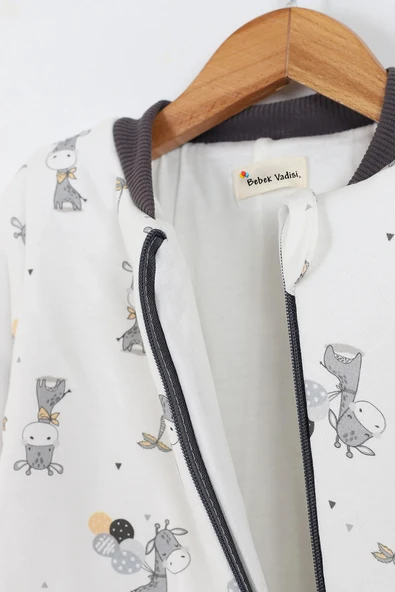 Zürafa Desenli Astarlı Uzun Kollu Pamuklu Kışlık Çocuk Erkek Bebek Uyku Tulumu 2.5 Tog 2 3 4 5 6 Yaş - 2