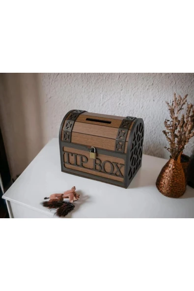 Klitli Ahşap Tip Box Bahşiş Kutusu Ve Kumbara Sandık Tipi Tipbox Hediyelik Tipbox Kumbara Seç - Resim 12